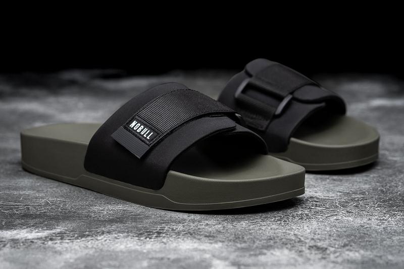 Men's Nobull Ivy Adjustabla Slides Blac | SG G2141S